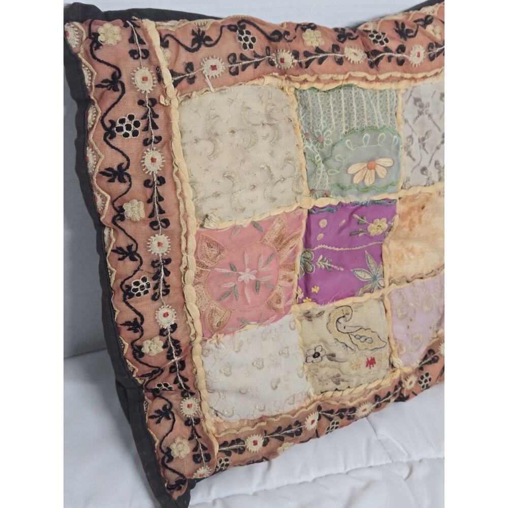 Vtg 90's Boho Old Embroidery Patchwork Home Decorative Sofa Cushion Cover Hippie
